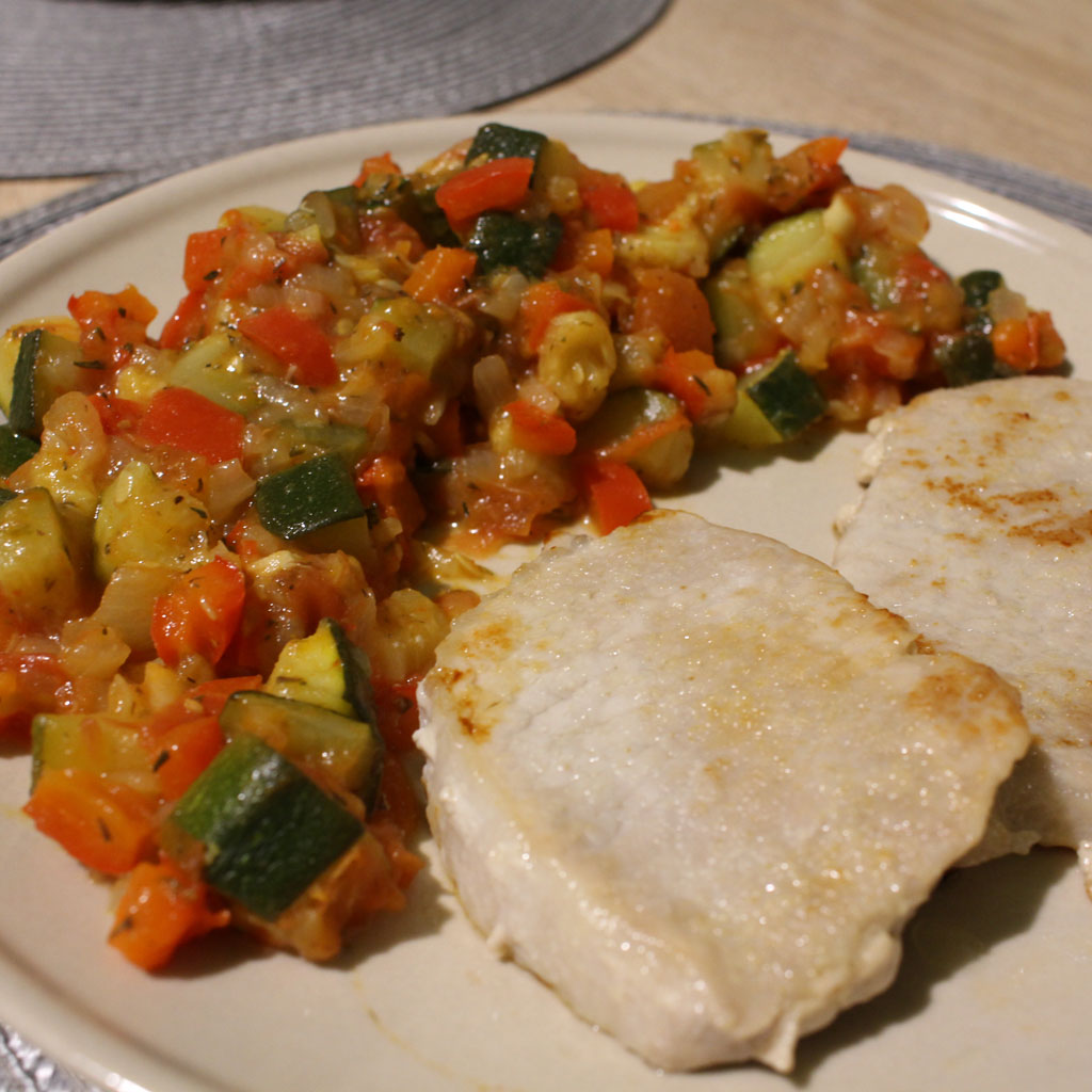  Pisto with pork loin